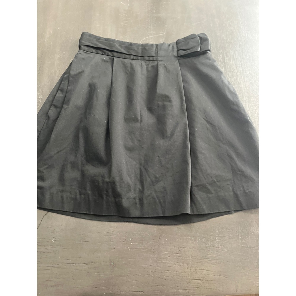 BCBGMAXAZRIA Black Pleated Bow Detail Mini Skirt Size‎ 8